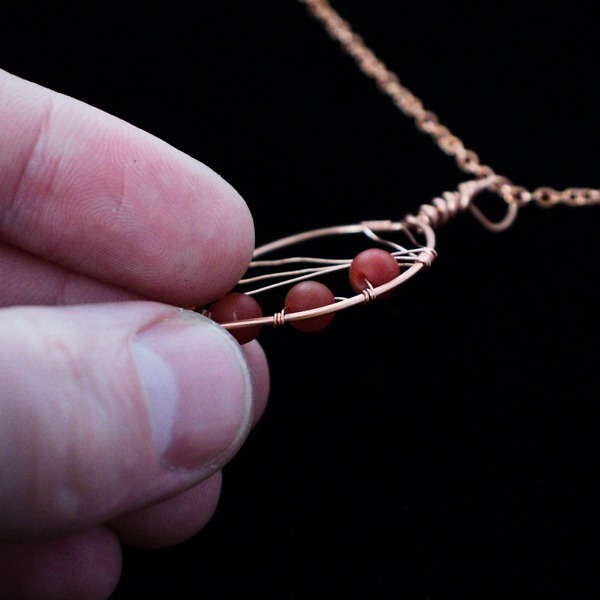 Apple Leaf Copper Necklace – Carnelian – Side (2)-2 (RR)