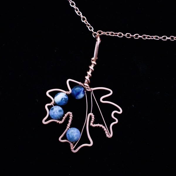 Big Leaf Maple Copper Necklace – Sodalite – Back (3)-2 (RR)