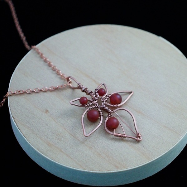 Blackberry Leaflet – Carnelian – Copper Necklace – Wood – Leaf Series (2)-2 (RR)