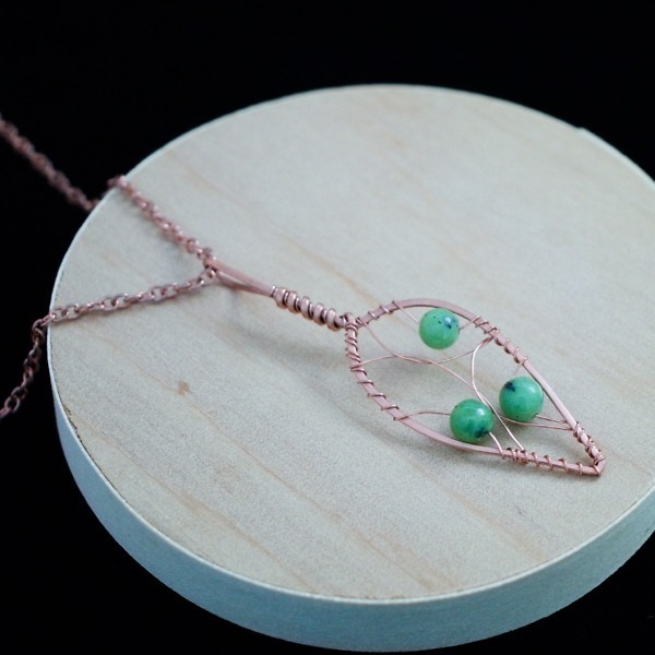Blackthorn Leaf – Canadian Jade – Copper Necklace – Wood – Leaf Series (2)-3 (RR)