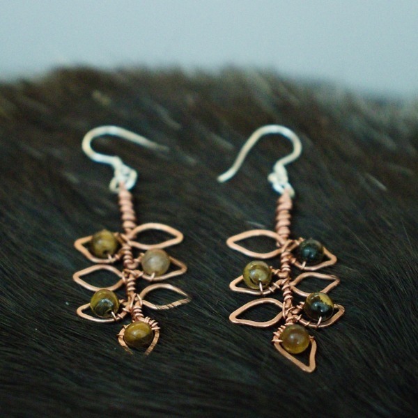 Elder Leaf and Tiger Eye Copper Earrings – Top (3)-2 (RR)