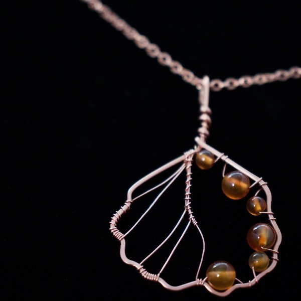 European Alder Leaf Copper Necklace – Carnelian – Top Pinterest (2)-2 (RR)