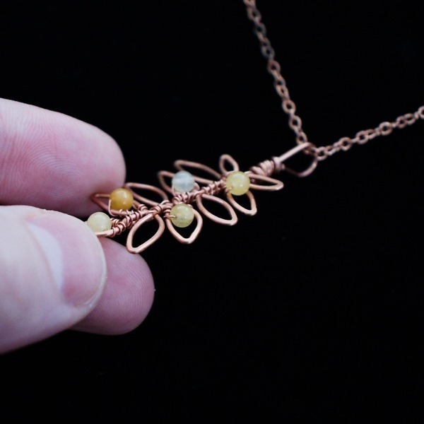 European Ash Leaflet Copper Necklace – Yellow Jade – Side (4)-2 (RR)