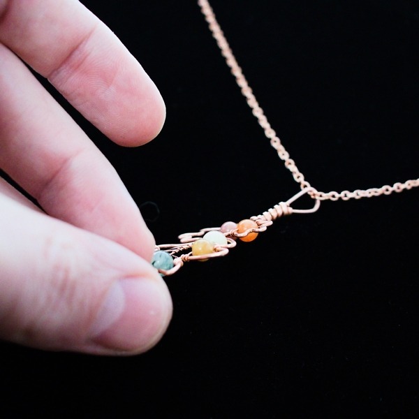 Hawthorn Leaf Copper Necklace – Mixed Rutilated Quartz – Side (1)-2 (RR)