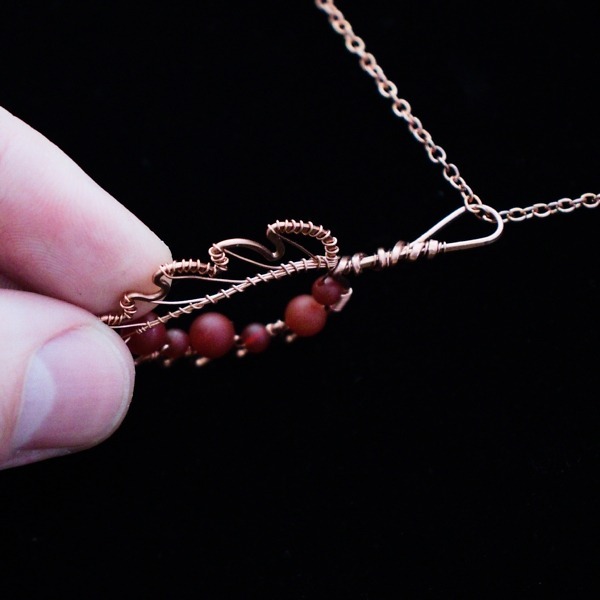 Hazel Leaf Copper Necklace – Carnelian – Side (6)-2 (RR)