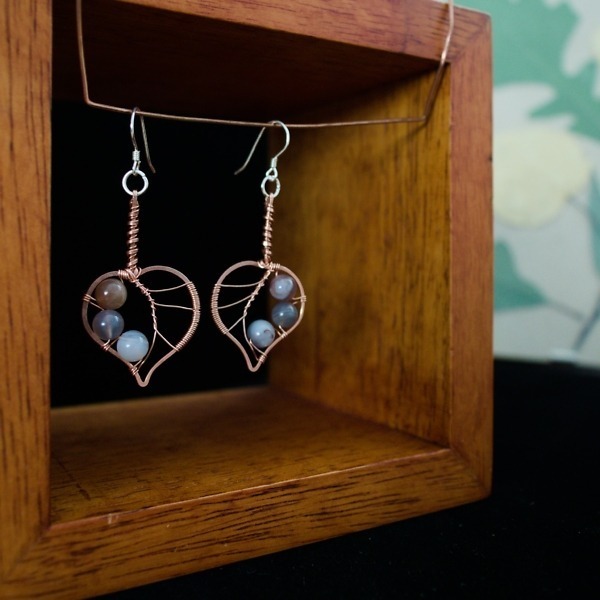 Paper Birch Leaf and Botswana Agate Copper Earrings – Staged Pinterest (4)-2 (RR)