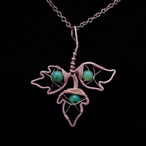 Poison Ivy Leaflet Copper Necklace – Canadian Jade – Top-2 (RR)