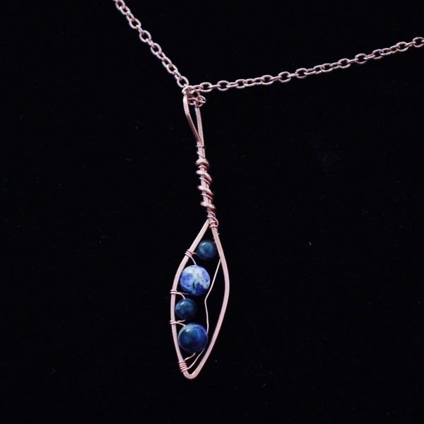 Willow Leaf Copper Necklace – Sodalite – Back (2)-2 (RR)