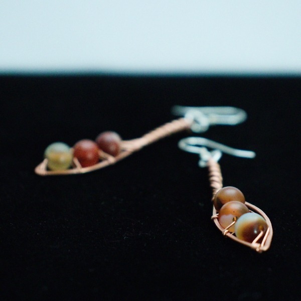 Willow Leaf and Sardonyx Copper Earrings – Details Side (7)-2 (RR)