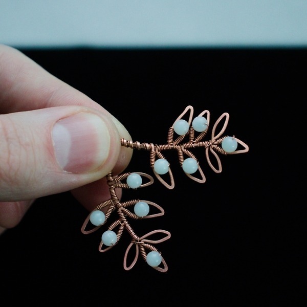 Willow Leaflet and Amazonite Copper Earrings – In Hand (11)-2 (RR)