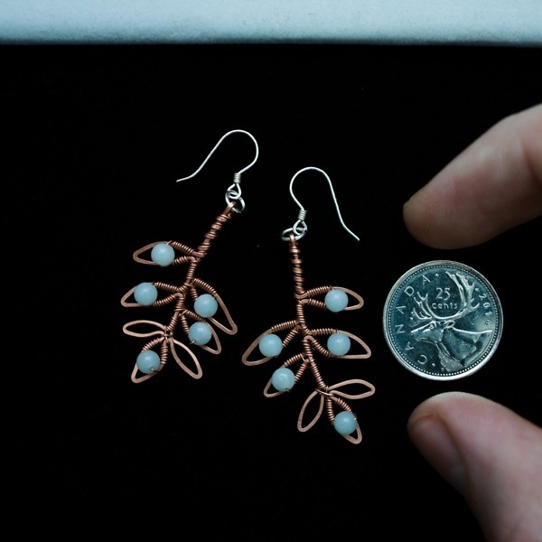 Willow Leaflet and Amazonite Copper Earrings – Size and Scale Quarter Top (9)-2 (RR)