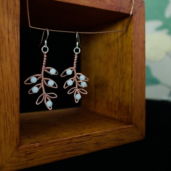Willow Leaflet and Amazonite Copper Earrings – Staged Pinterest (1)-2 (RR)