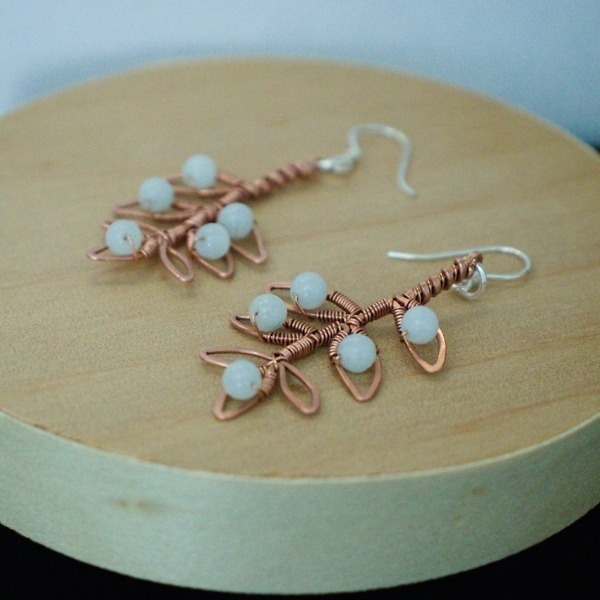 Willow Leaflet and Amazonite Copper Earrings – Staged Wooden (2)-2 (RR)
