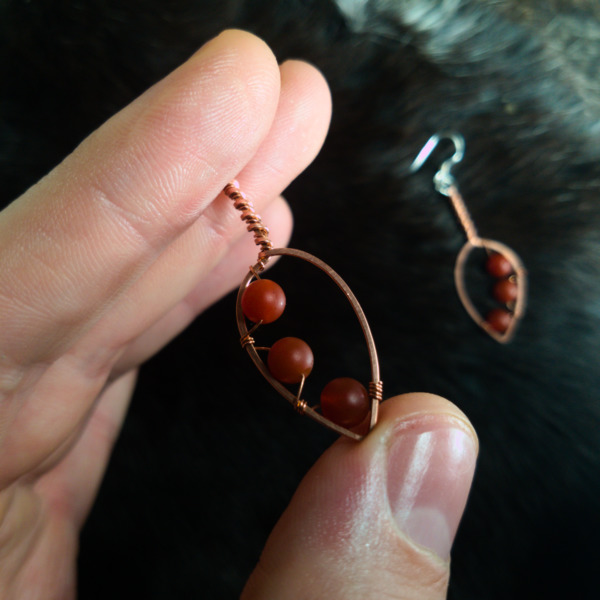 Apple Leaf – Carnelian – Copper Earrings (In Hand)