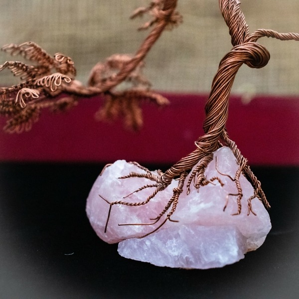 Copper Bonsai on rose quartz – Lower Section
