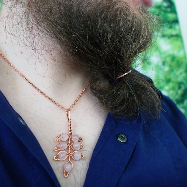 elder leaflet rose quartz copper necklace – in use (6)-2 (RR)