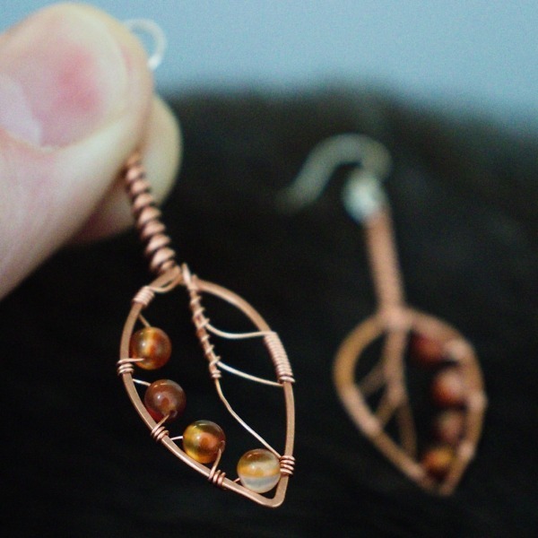 Apple Leaf Copper Earrings