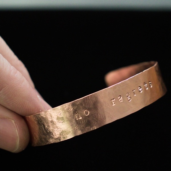 no ragrets – custom stamped copper bracelet – details in hand (6)-1 (RR)