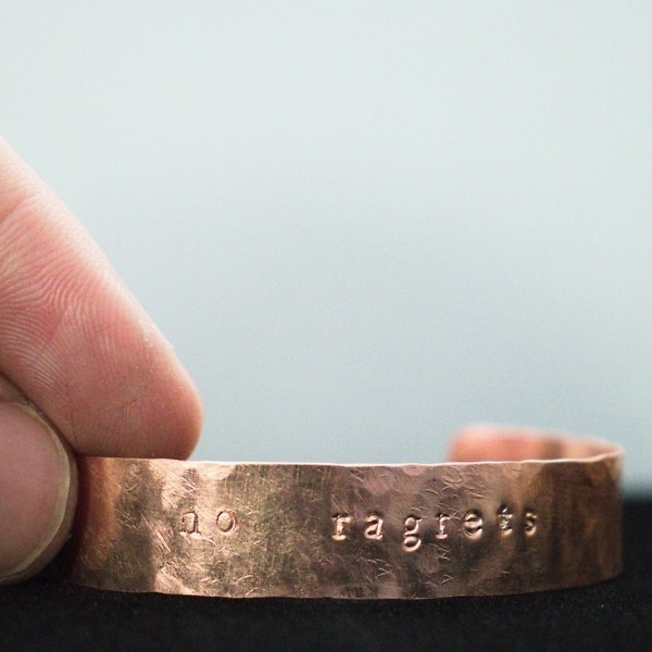 No Ragrets – Custom Stamped Copper Bracelet