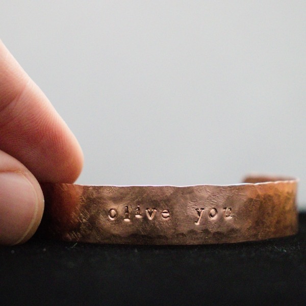 Olive You – Custom Stamped Copper Bracelet