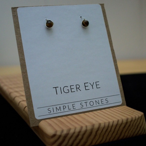 Simple Tigere Eye Stone Earrings – Packaged