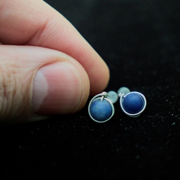 Simple Sodalite Stone Earrings – in Hand