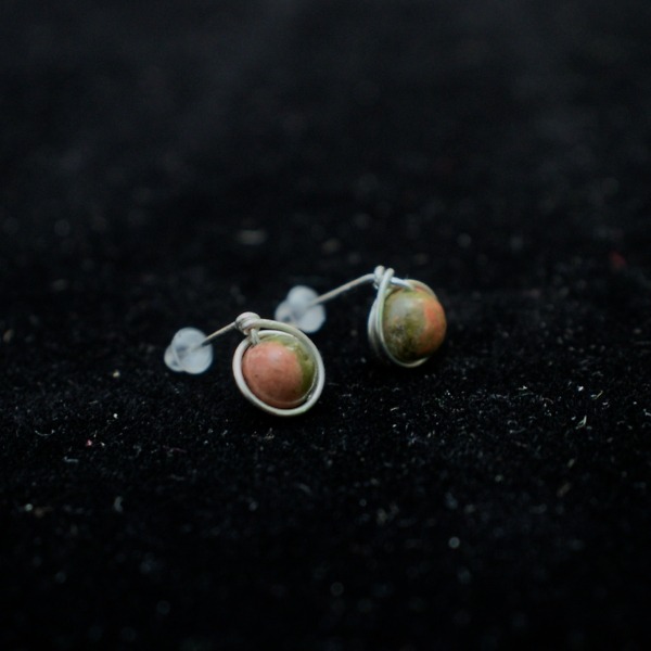 Simple Unakite Stone Earrings