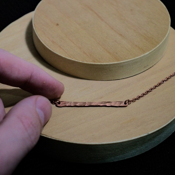 Minimal Bar Necklace – Medium – Staged with Hand