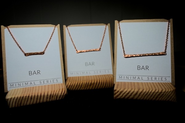 Minimal Bar Necklaces – Size Comparison Packaged
