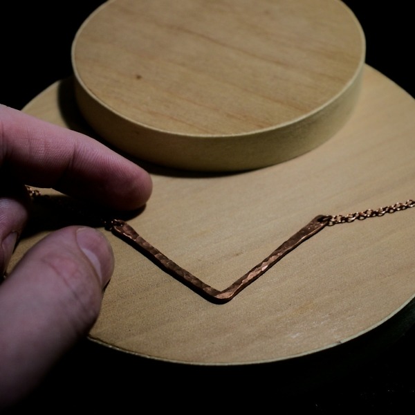 Minimal Chevron Necklace – Medium – Staged in Hand